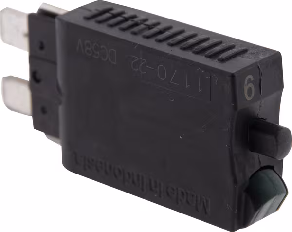 Fusible réinitialisation manuelle thermique 28V 6A longueur 51,6mm vert E.T.A · réf. SI26006