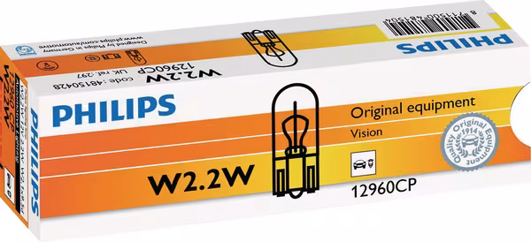 Ampoule conventionnelle W2.2W 12V 2.2W W2.1x9.5d Philips · réf. GL12960CP