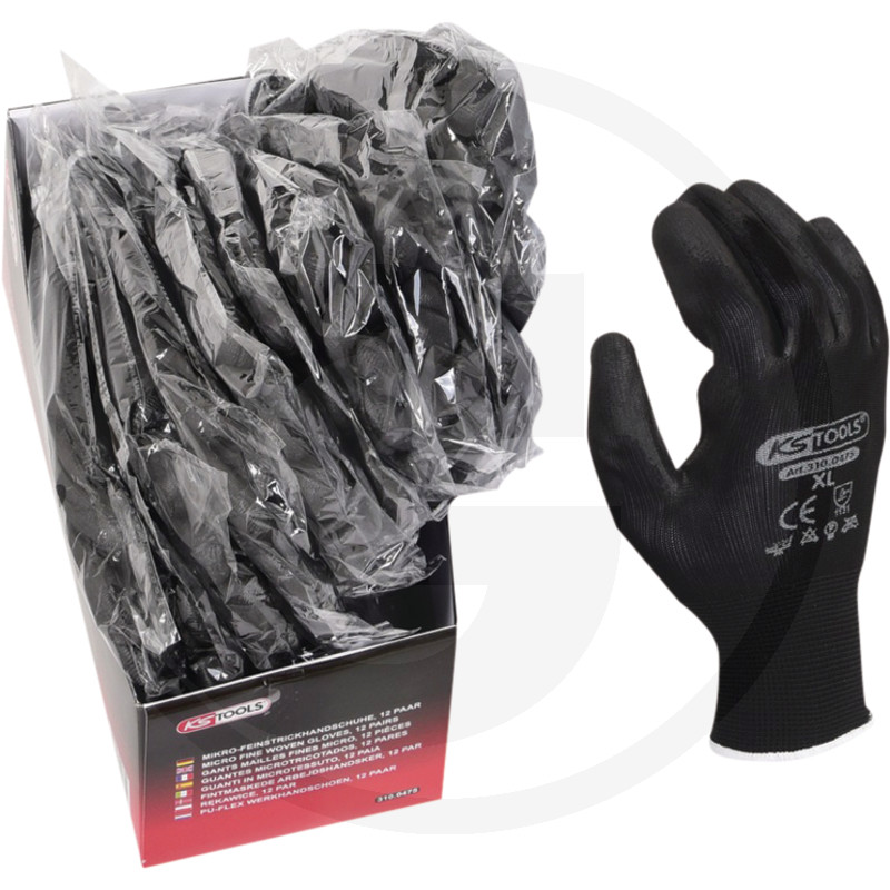 KS Tools Gant maille fine MICRO, noirs, 12 paires XXL · réf. 7883100480