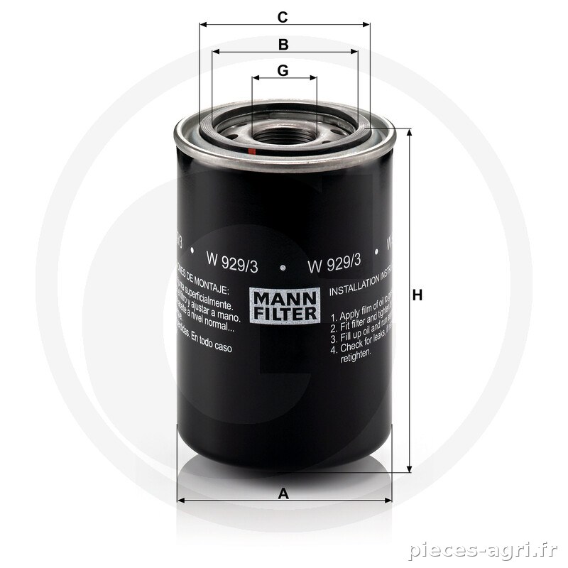 MANN FILTER Filtre à huile moteur vue 3