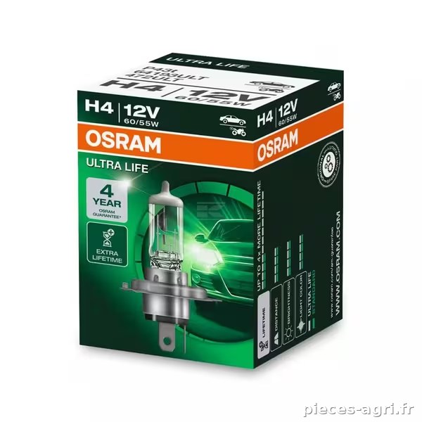Ampoule 64193ULT H4 60/55W 12V P43T FS1 vue 3