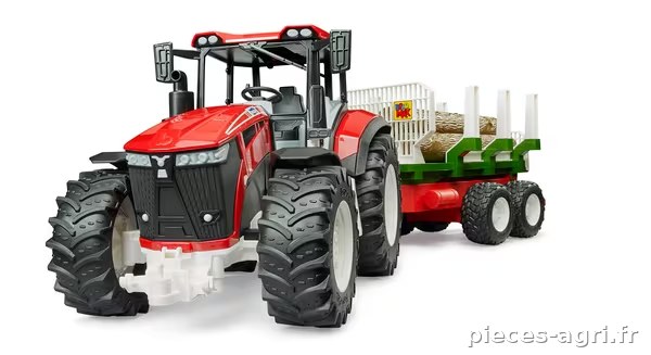 Tracteur avec remorque forestière vue 2