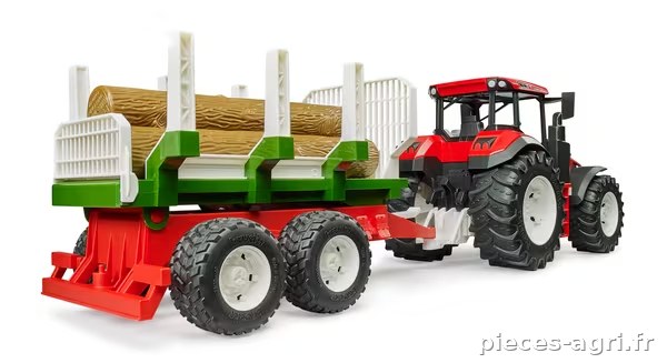 Tracteur avec remorque forestière vue 3