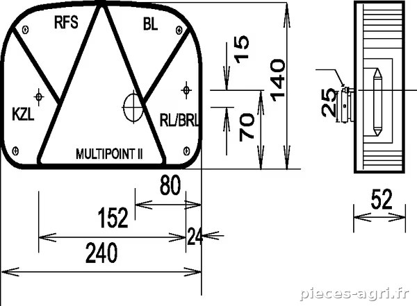 Feu arrière Multipoint II droit vue 2
