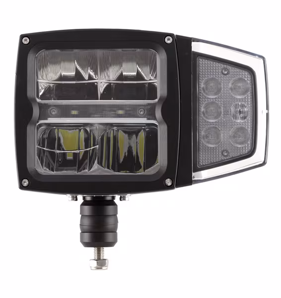 Projecteur LED, 38 W, rectangulaire, 12-24 V, 229x150x80 mm, chauffant, feux de route/feux de croisement, flex anti-snow, Kramp · réf. LA80043