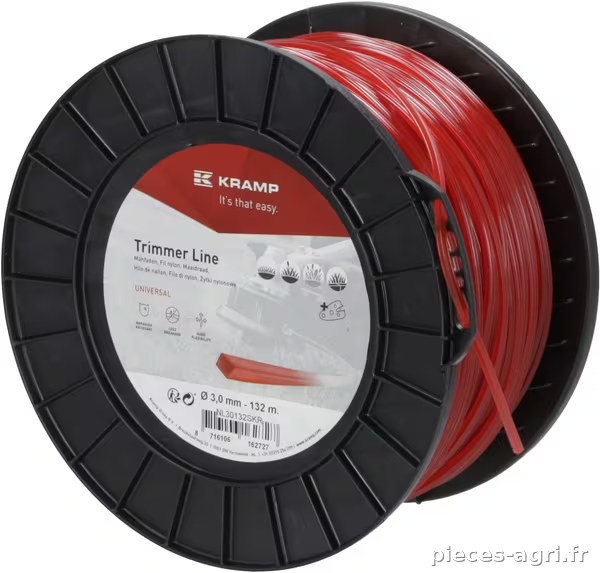 Fil de coupe Ø 3mm 132m carré rouge Kramp · réf. NL30132SKR