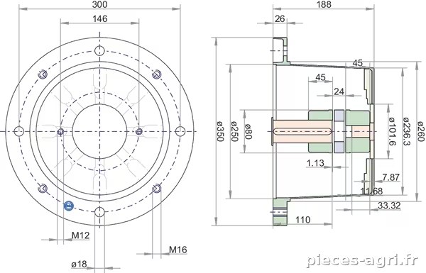 Support pompe L K J 350 SAE-B vue 3