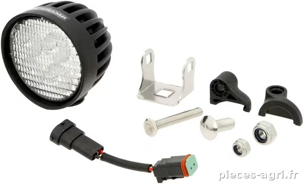 Phare de travail LED 4000lm, rond, blanc, 10/30 V, 84x126x71.8mm, prise AMP, 4 LED, 360 degrés, Kramp · réf. LA10551