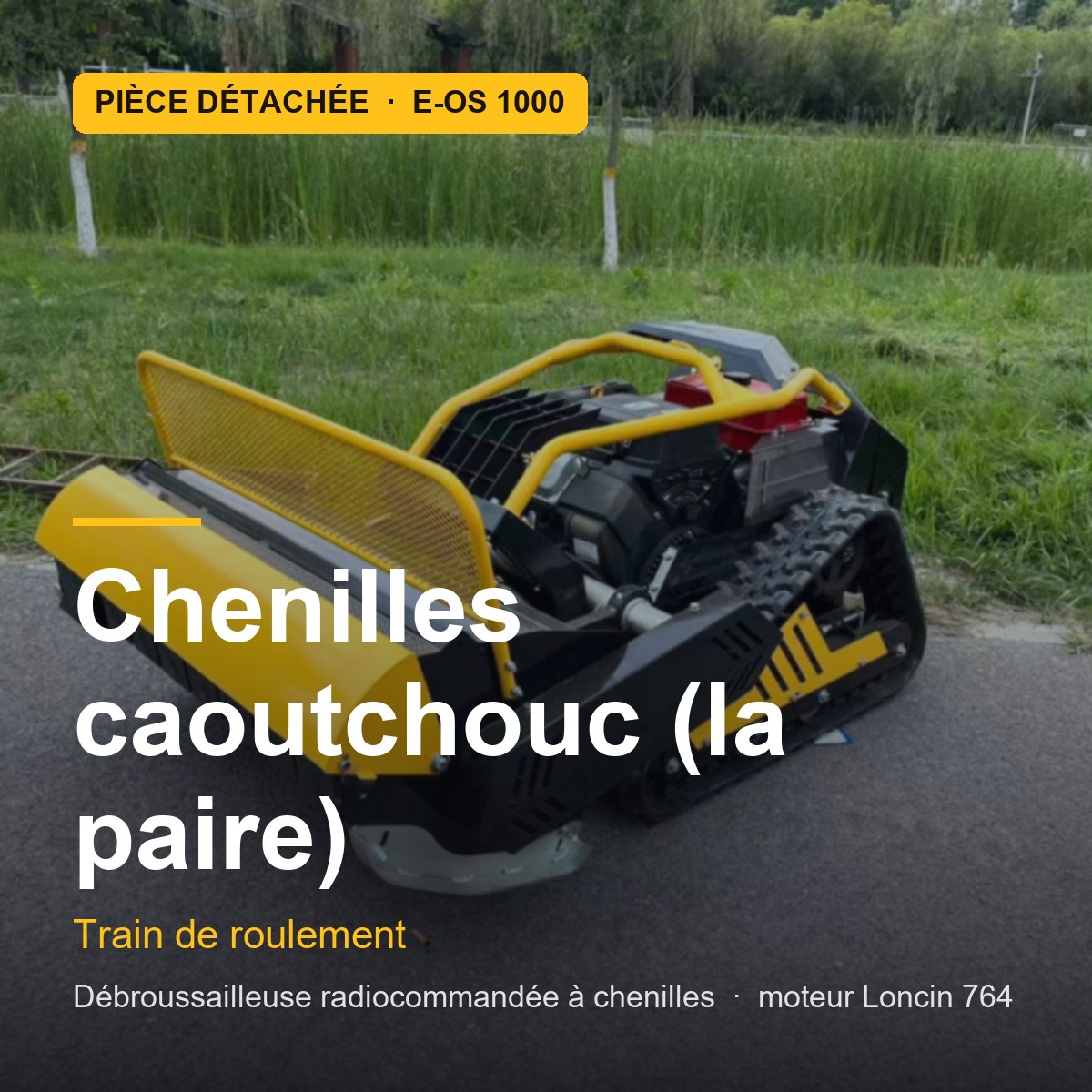 Chenilles caoutchouc pour E-OS 1000 (la paire) · réf. RUBBER-TRACK-2PCS